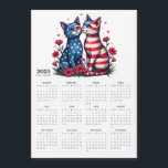 Patriotic Cat Couple in Love 2025 Magnet Calendar<br><div class="desc">2025 Patriotic Cat Couple Calendar – Stars, Stripes, and Love! Celebrate love and patriotism all year long with this charming 2025 magnetic calendar! Featuring an adorable duo of cats dressed in the iconic stars and stripes of the American flag, surrounded by vibrant red flowers and hearts, this calendar is perfect...</div>