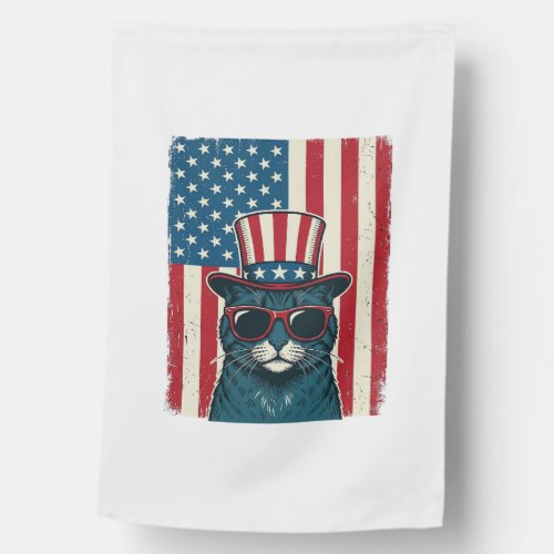 Patriotic Cat Flag Vintage Engraving Shirt Design_