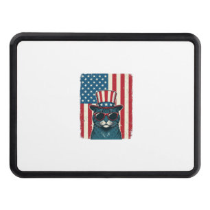 Patriotic Cat Flag Vintage Engraving Shirt Design_ Hitch Cover