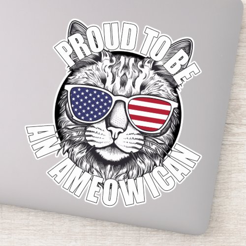 Patriotic Cat Happy 4th of July Cats American USA Sticker