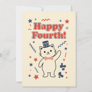 Patriotic Cat Happy Fourth USA Independence Holiday Card