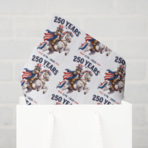 Patriotic cat horse tiled pattern July 4th Tissue Paper