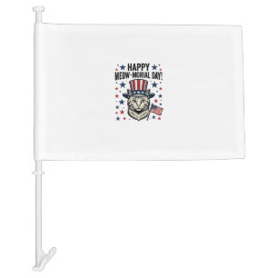 Patriotic Cat Meow-Morial Day Vintage Vector Desig Car Flag