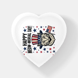 Patriotic Cat Meow-Morial Day Vintage Vector Desig Paperweight