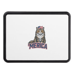 Patriotic Cat Merica Vintage Engraving Shirt Desig Hitch Cover