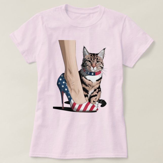 Patriotic Cat Mom T-Shirt (Design Front)