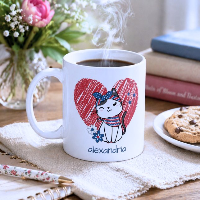 Patriotic Cat Monogram  Coffee Mug (Creator Uploaded)