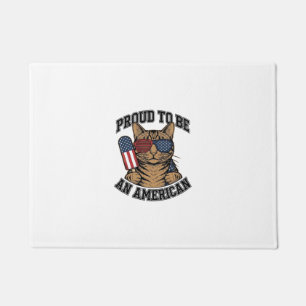 Patriotic Cat Proud to Be American Vintage Vector Doormat