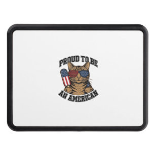 Patriotic Cat Proud to Be American Vintage Vector  Hitch Cover