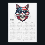 Patriotic Cat Red White Blue 2025 Magnet Calendar<br><div class="desc">2025 Patriotic Cat Calendar – Stars, Stripes, and Cool Vibes. Show off your love for cats and country with this unique 2025 magnetic calendar! Featuring a bold illustration of a cool cat decked out in red, white, and blue with sunglasses, this design is perfect for adding a patriotic touch to...</div>