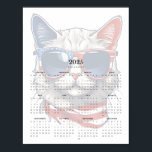 Patriotic Cat Red White Blue Scarf 2025 Calendar Poster<br><div class="desc">2025 Patriotic Cat Calendar – Stars, Stripes, and Cool Vibes. Show off your love for cats and country with this unique 2025 one-page calendar! Featuring a subdued illustration of a cool cat decked out in red, white, and blue with sunglasses, this design is perfect for adding a patriotic touch to...</div>