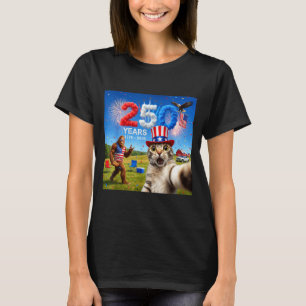 Patriotic Cat Selfie Bigfoot 250th Anniversary T-Shirt