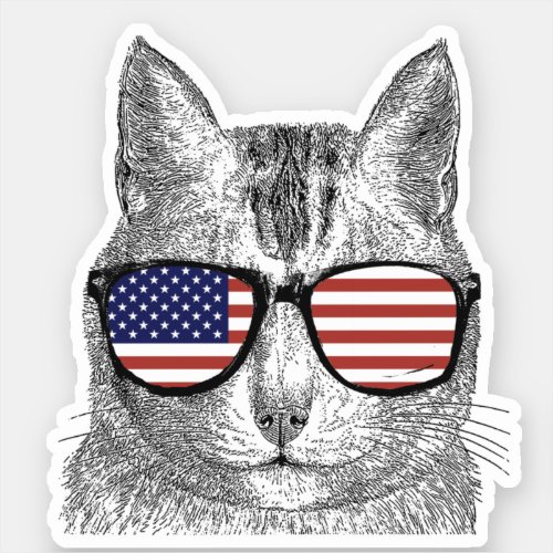 Patriotic Cat Sticker
