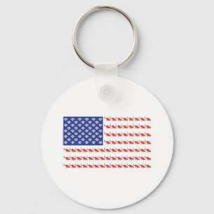 Patriotic Cat/USA Keychain