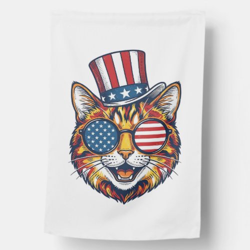 Patriotic Cat Vintage Engraving Shirt Design_1 House Flag