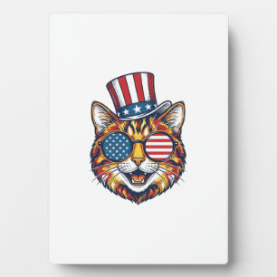 Patriotic Cat Vintage Engraving Shirt Design_1 Plaque