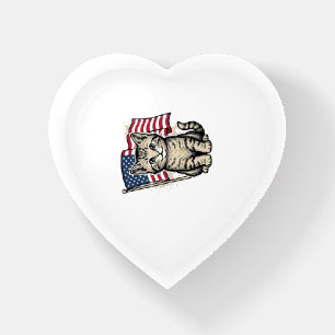 Patriotic Cat with American Flag Vintage Vector De Paperweight