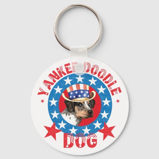 Patriotic Catahoula Keychain (Front)