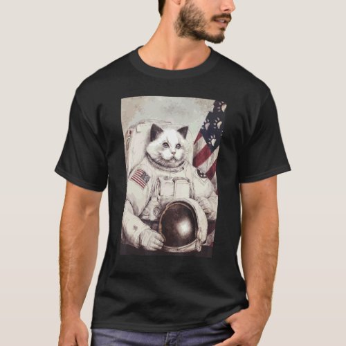 patriotic Catronaut Cat Astronaut Deep In Space Co T_Shirt