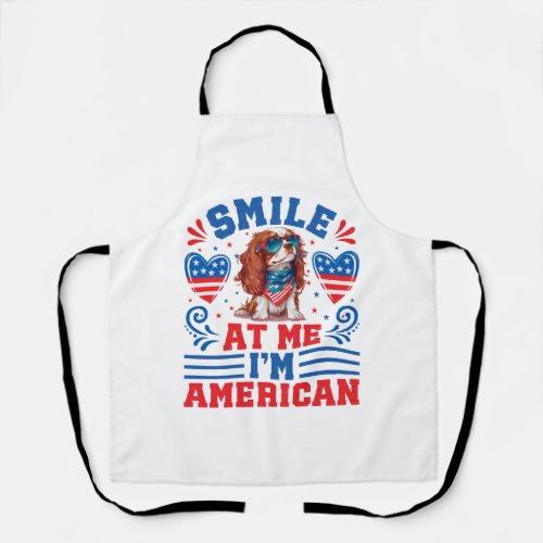 Patriotic Cavalier Dog for 4th Of July Apron