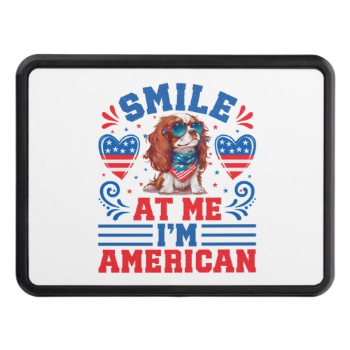 Patriotic Cavalier Dog for 4th Of July Hitch Cover