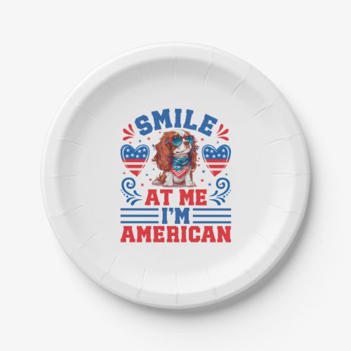 Patriotic Cavalier Dog for 4th Of July Paper Plates