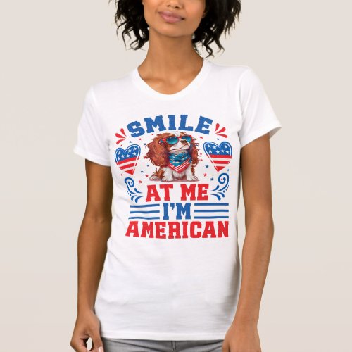 Patriotic Cavalier Dog for 4th Of July T_Shirt