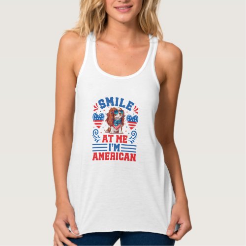 Patriotic Cavalier Dog for 4th Of July Tank Top