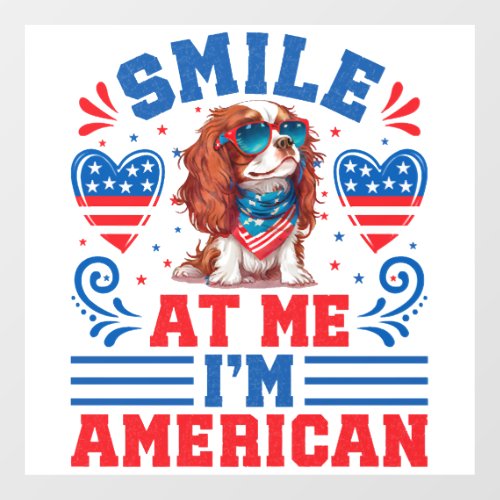 Patriotic Cavalier Dog for 4th Of July Wall Decal