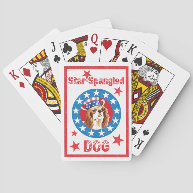 Patriotic Cavalier King Charles Spaniel Poker Cards (Back)