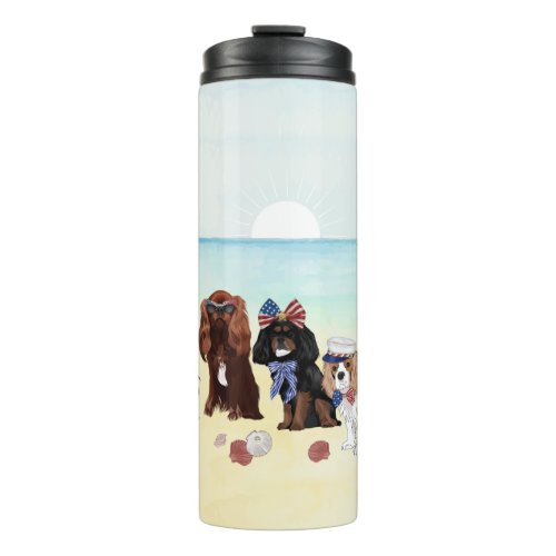 Patriotic Cavalier King Charles Spaniels Beach  Thermal Tumbler