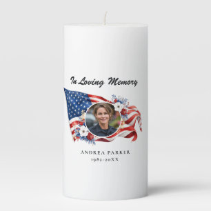 Patriotic Celebration of Life Funeral Pillar Candle