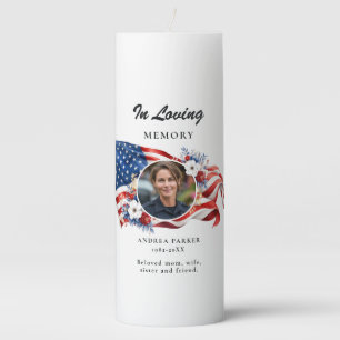 Patriotic Celebration of Life Funeral Pillar Candle