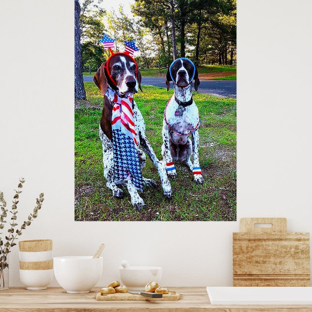 Patriotic Celebration Party Dogs Poster (Kitchen)