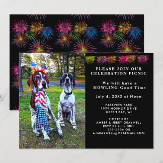 Patriotic Celebration Picnic Party Dogs Invitation
