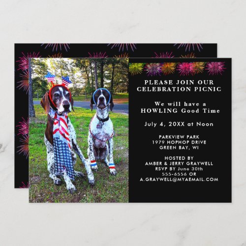 Patriotic Celebration Picnic Party Dogs Invitation