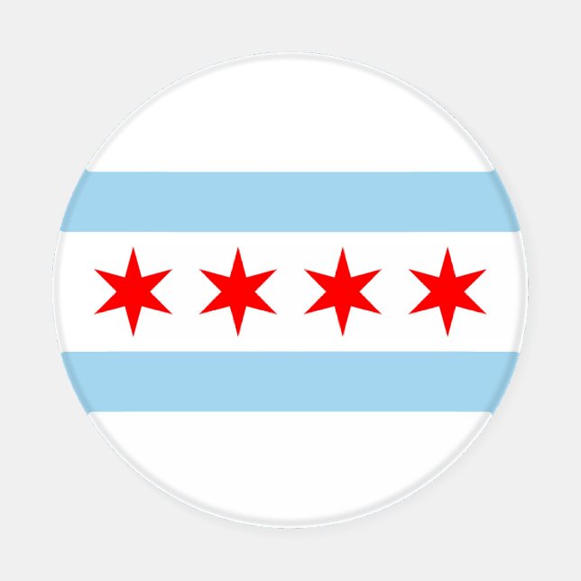 Patriotic ceramic coasters with Chicago flag (Single)