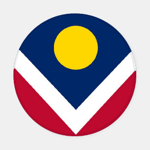Patriotic ceramic coasters with flag of Denver