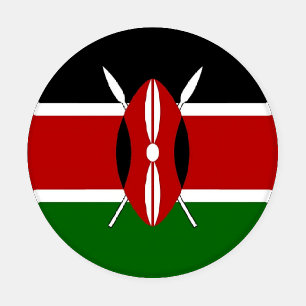 Patriotic ceramic coasters with flag of Kenya