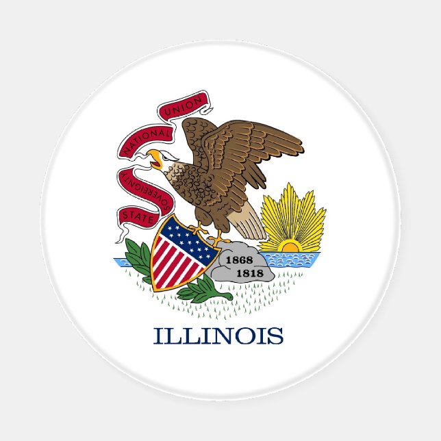 Patriotic ceramic coasters with Illinois flag (Single)