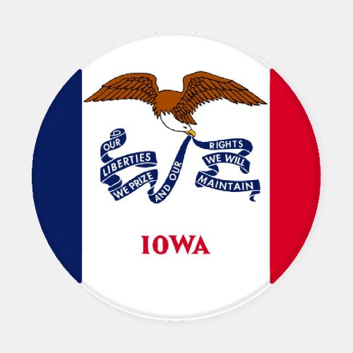 Patriotic ceramic coasters with Iowa flag