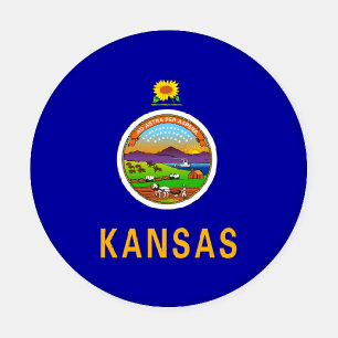 Patriotic ceramic coasters with Kansas flag