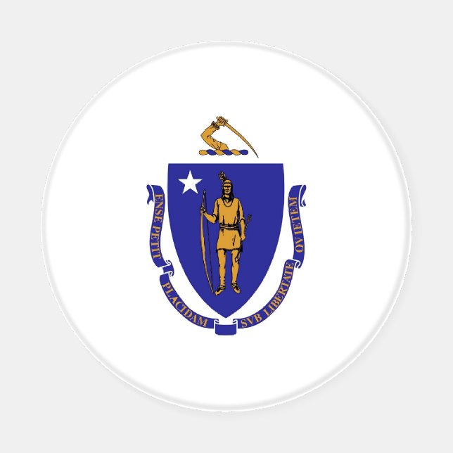 Patriotic ceramic coasters with Massachusetts flag (Single)