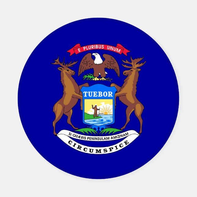 Patriotic ceramic coasters with Michigan flag (Single)