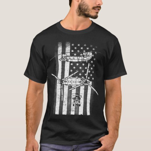 Patriotic CH_47 Chinook Helicopter American flag T_Shirt