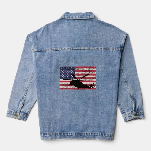 Patriotic CH_53 and MH_53 helicopter American flag Denim Jacket