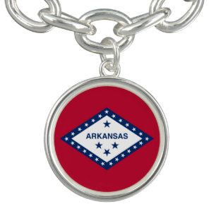 Patriotic charm bracelet with Flag of Arkansas
