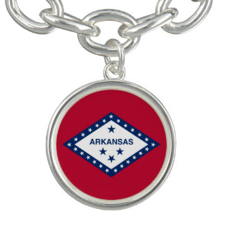 Patriotic charm bracelet with Flag of Arkansas