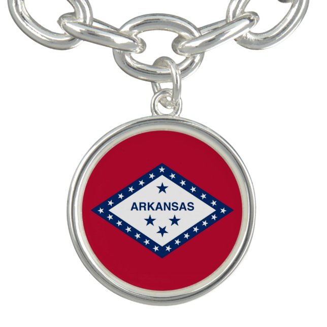 Patriotic charm bracelet with Flag of Arkansas (Design)