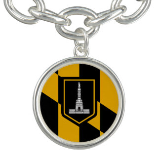 Patriotic charm bracelet with Flag of Baltimore
